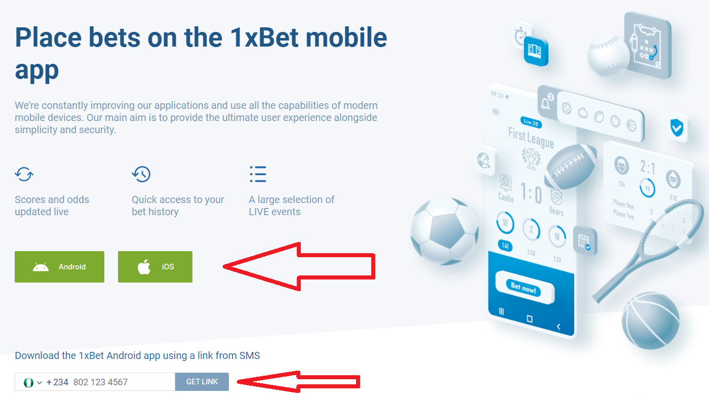 The login process with 1xBet mobile The login process with 1xBet mobile